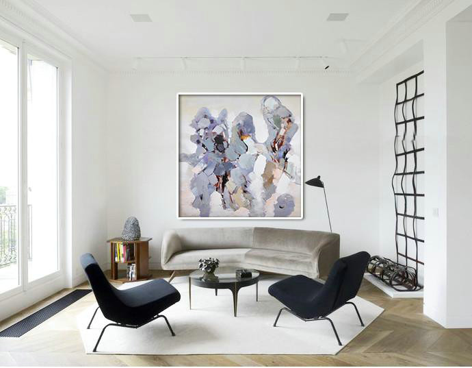 Large Abstract Art Handmade Painting,Oversized Contemporary Art,Textured Painting Canvas Art,White,Gray,Purple.etc